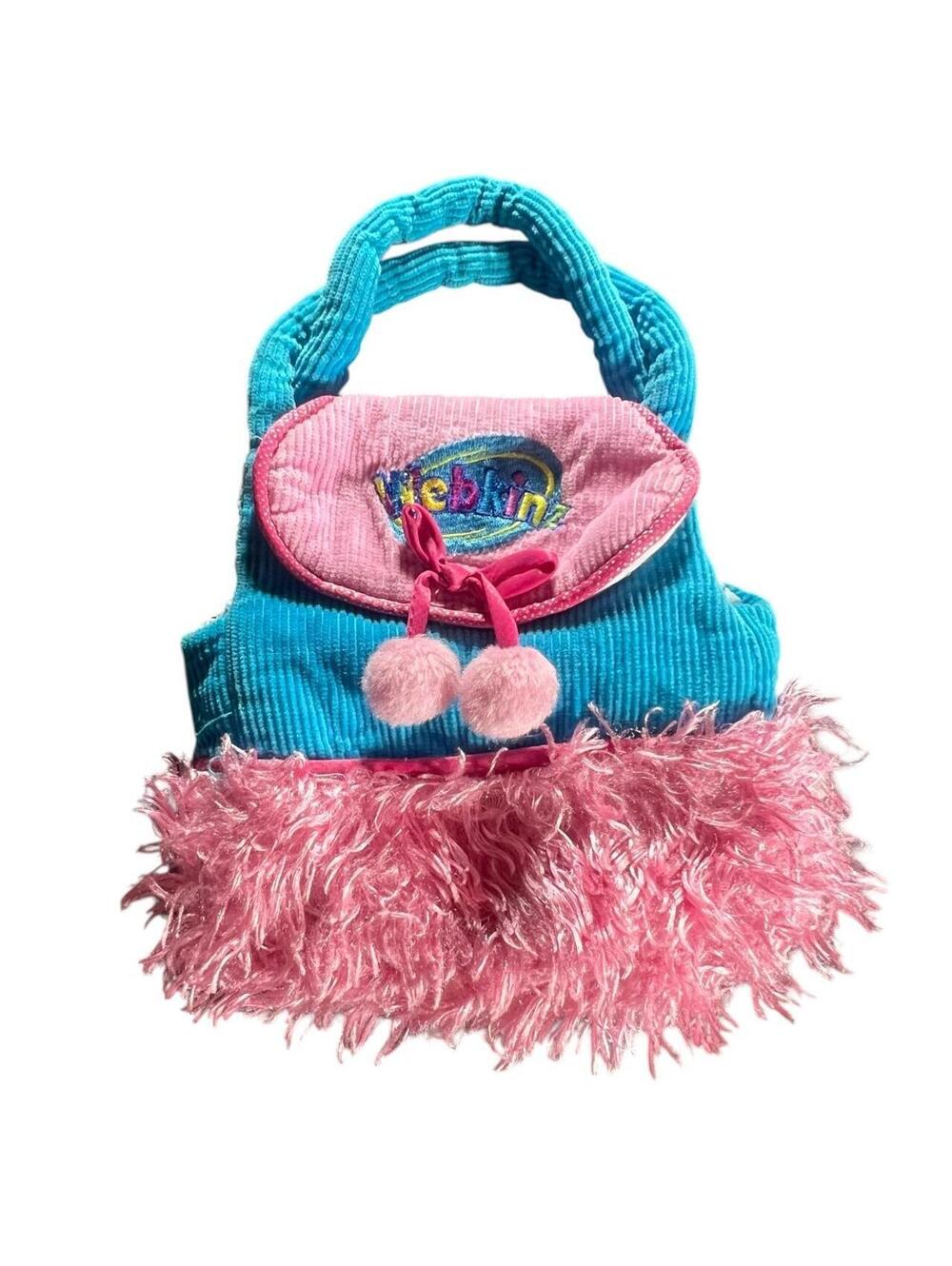 Webkinz Blue + Pink Corduroy Fuzzy Mini Purse